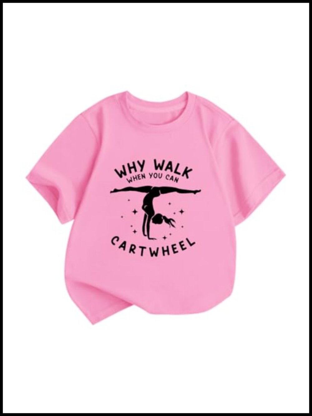 Girls Gymnastics T-Shirt Cartwheel Graphic Tee Cotton Blend Short Sleeve